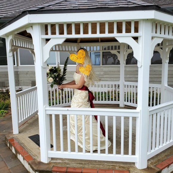 Light Gold red sash formal dress bridal gown - Picture 5 of 5